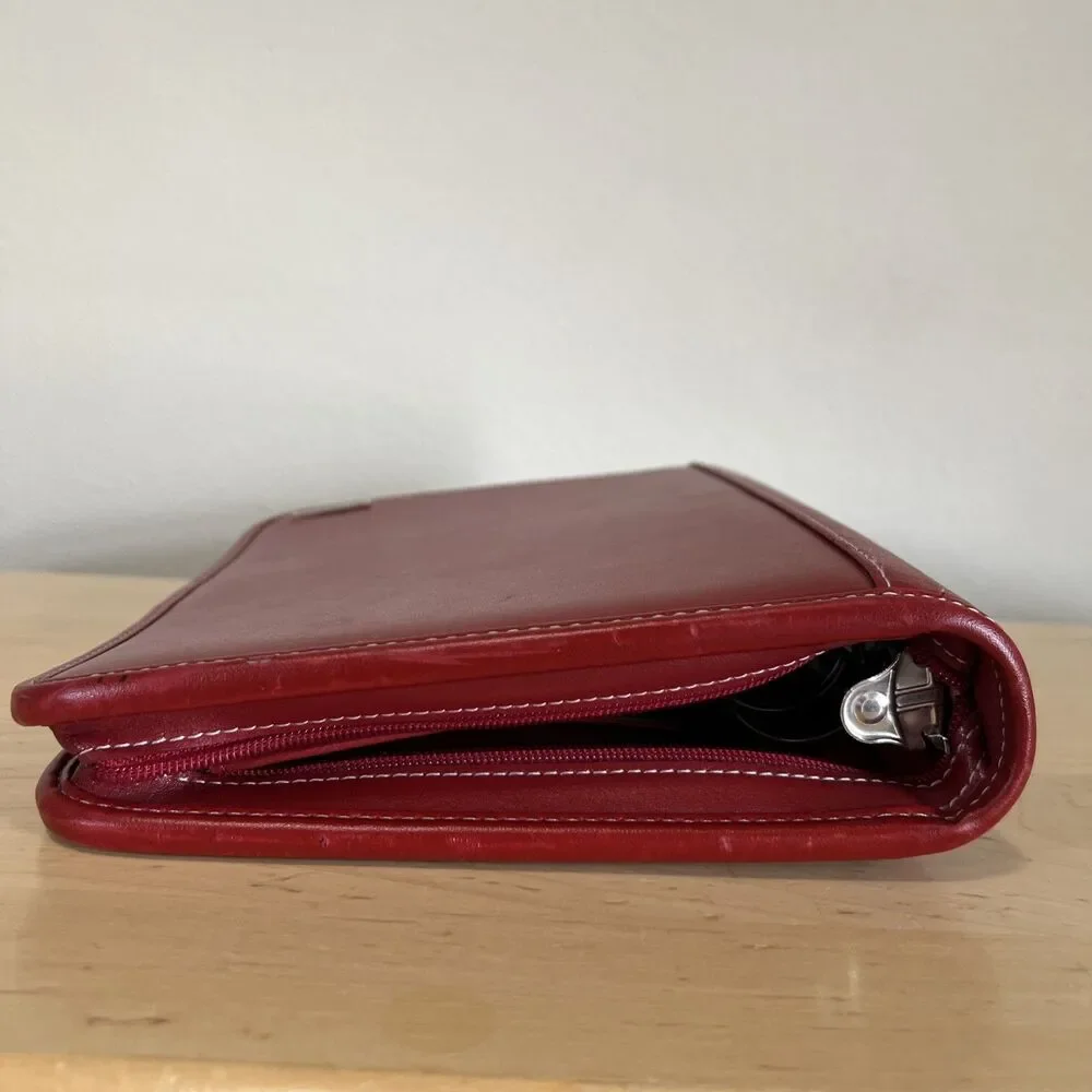 Franklin Covey Red Leather Zip Closure Red Vintage Planner Stationary